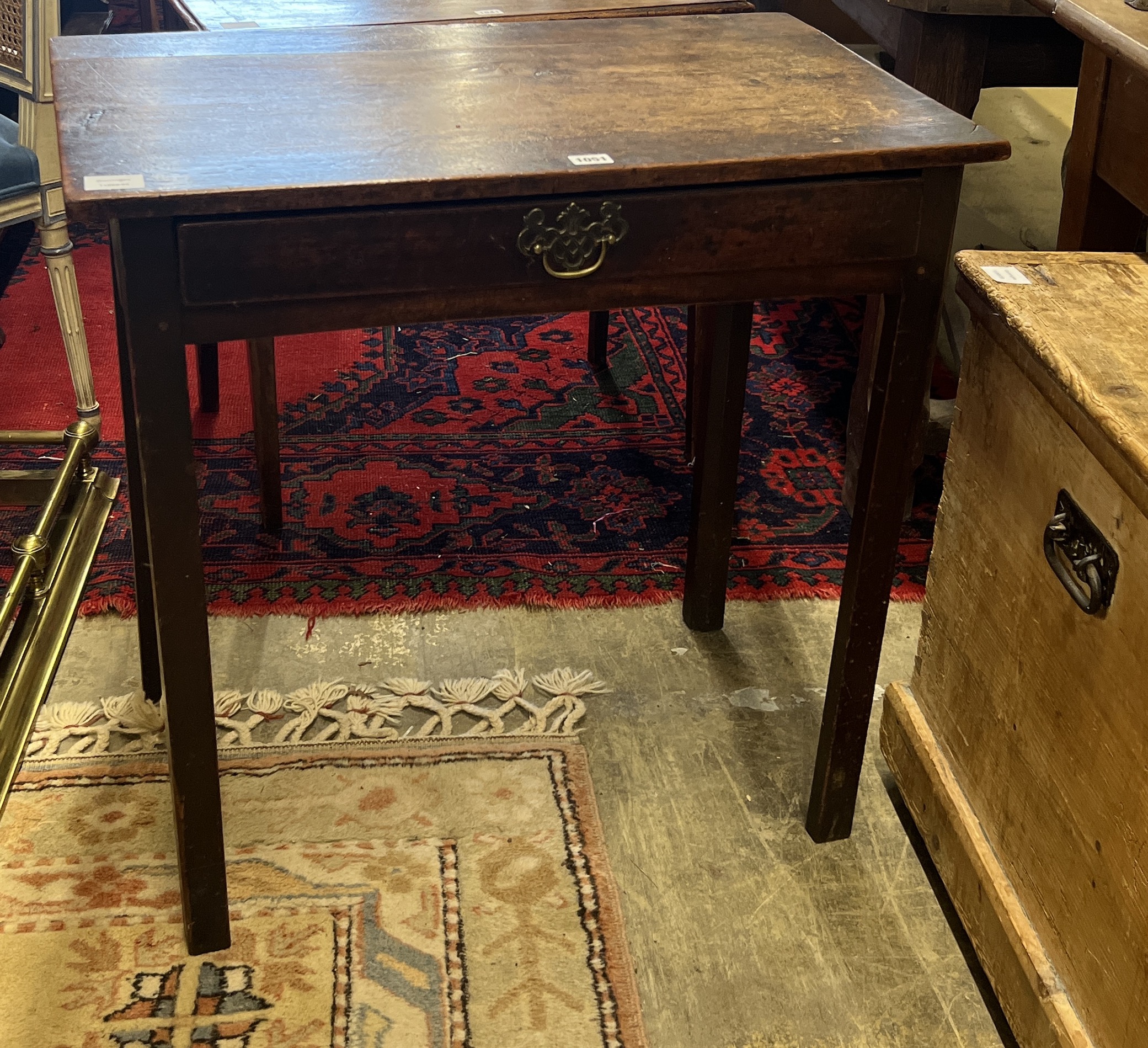 A George III mahogany side table, single frieze drawer, width 73cm, depth 46cm, height 71cm